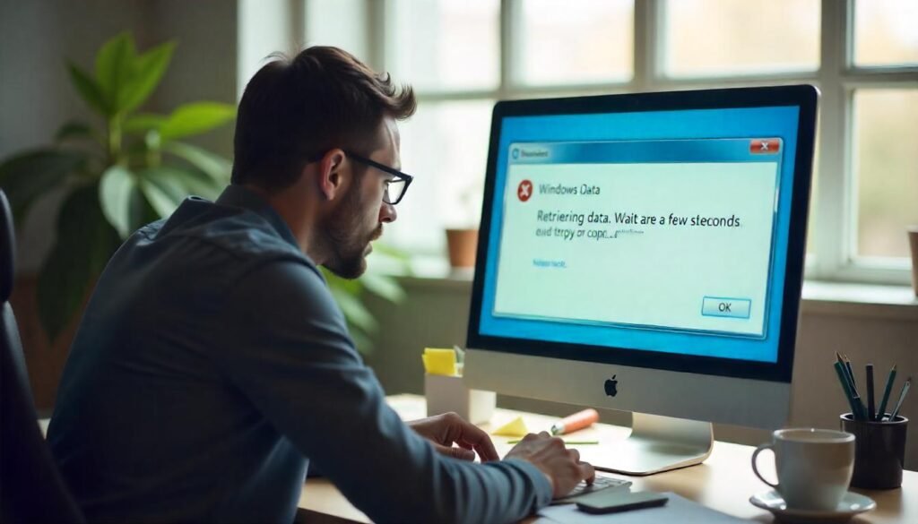 retrieving data. wait a few seconds and try to cut or copy again.